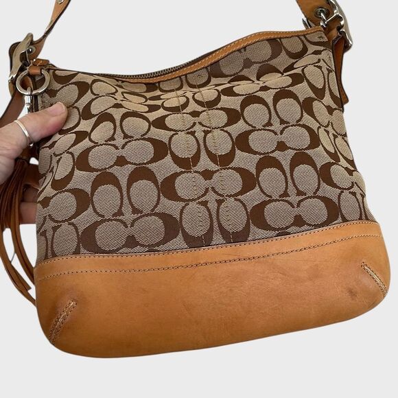 Coach Signature Leather Slim Crossbody Shoulder Bag Vintage M04K 9362 Khaki - Picture 8 of 16